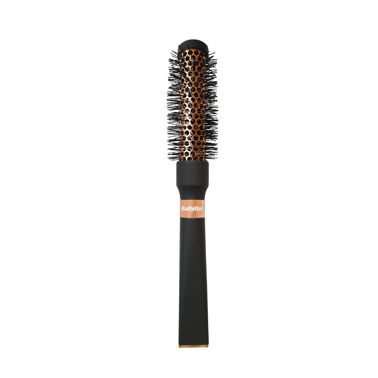 Brosse brushing BaByliss Signature avec cylindre métallique cuivré pour un coiffage rapide et homogène.