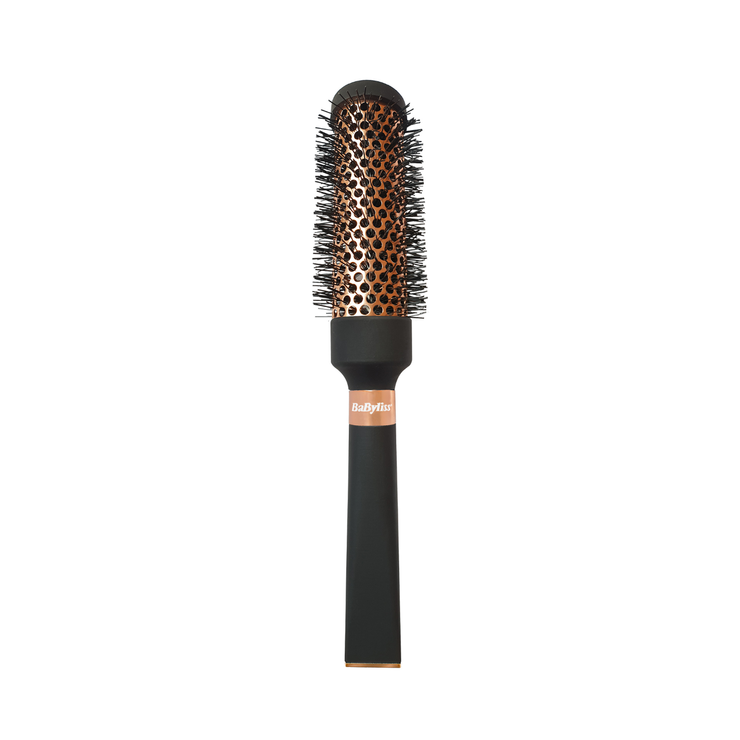 Brosse brushing BaByliss Signature avec cylindre métallique cuivré pour un séchage rapide et uniforme. Picots en nylon, manche ergonomique exclusif et finition premium. Convient à tous types de cheveux.
