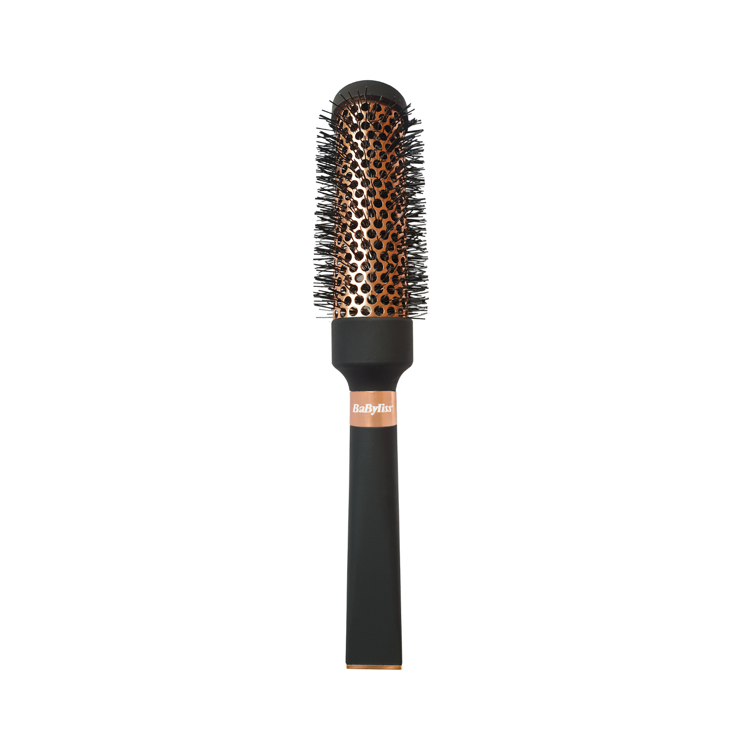 Brosse brushing BaByliss Signature avec cylindre métallique cuivré pour un séchage rapide et uniforme. Picots en nylon, manche ergonomique exclusif et finition premium. Convient à tous types de cheveux.