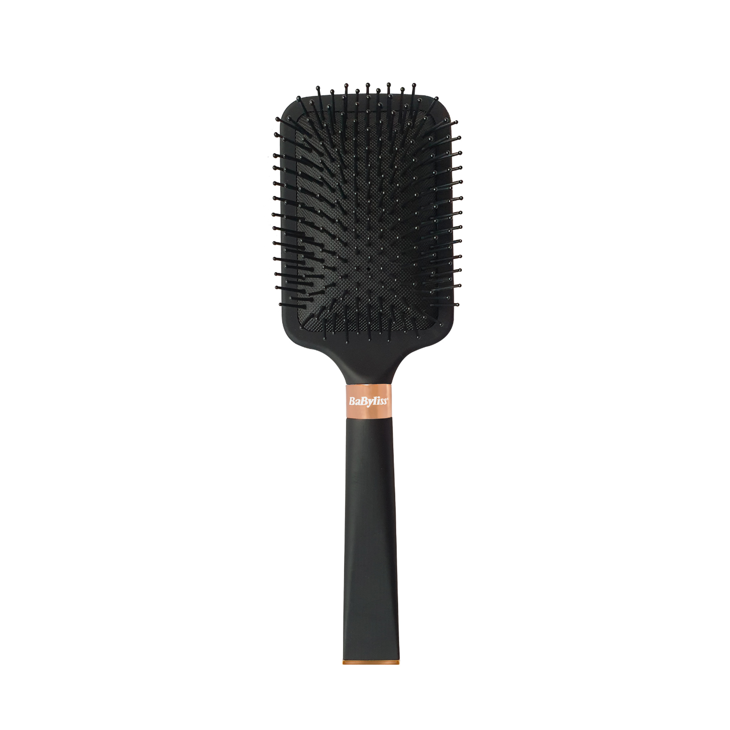 Brosse démêlante BaByliss Signature, adaptée à tous types de cheveux. Picots en nylon avec traitement ionique anti-statique pour des cheveux lisses et sans frisottis. Manche ergonomique exclusif et finition noir mat soft touch.