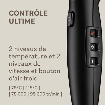 Sèche-cheveux professionnel avec moteur digital haute vitesse