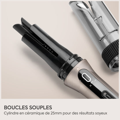 Boucleur automatique BaByliss Style Secret Air avec diffusion d'air pour des boucles brillantes et longue tenue.