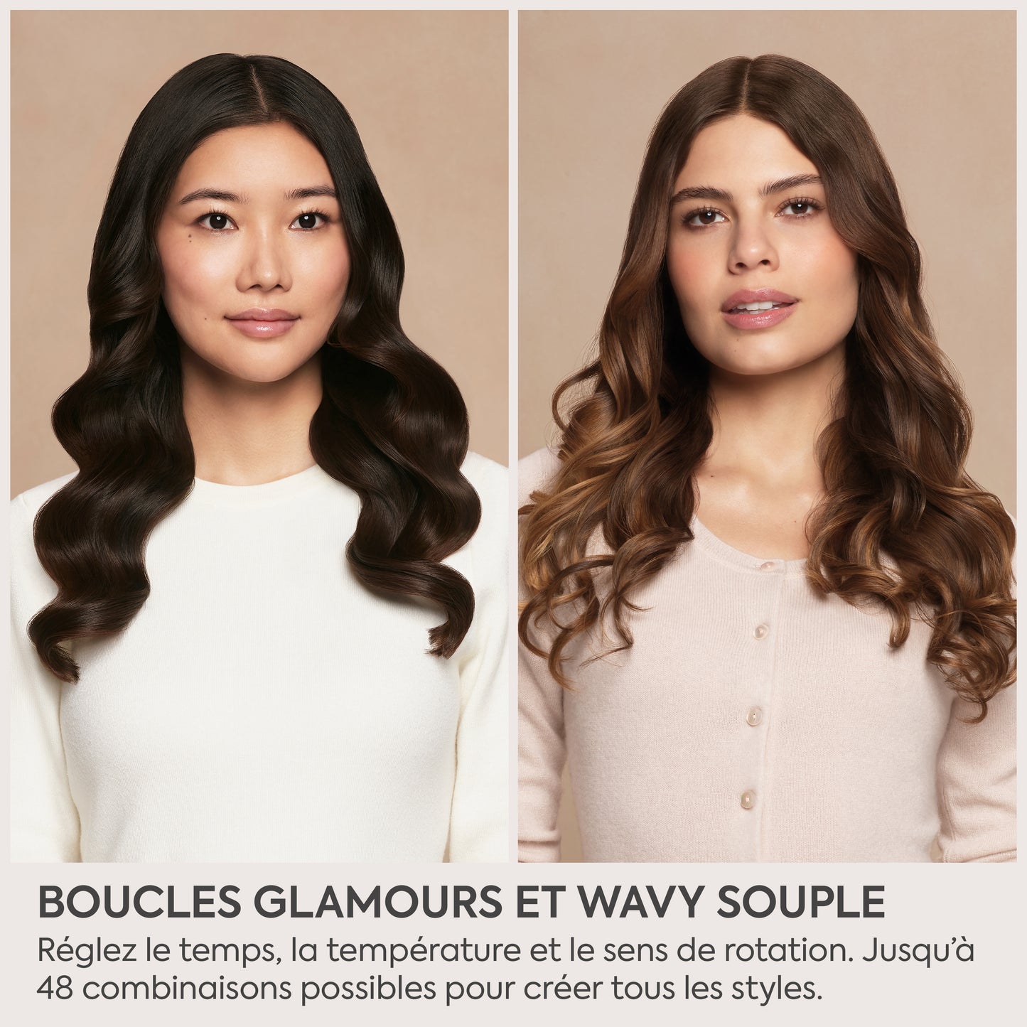 Résultat de boucles définies et brillantes obtenu avec le boucleur automatique BaByliss Style Secret Air.