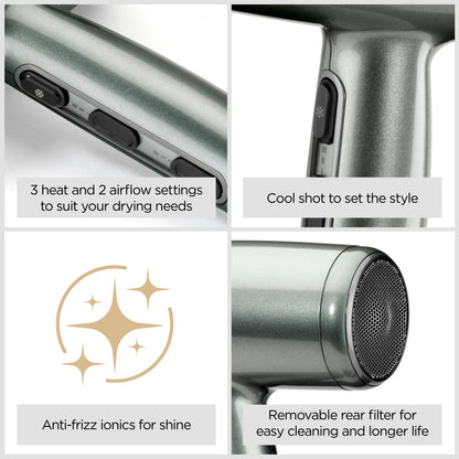 Commandes 3 températures et 2 vitesses sèche-cheveux BaByliss