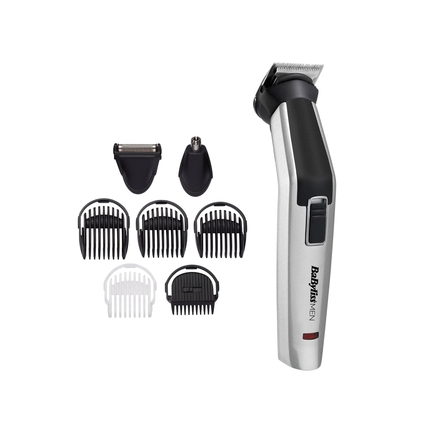 BaByliss tondeuse multi-usages 8-en-1 Titanium en gros plan, appareil complet avec lames en titane — disponible en Suisse