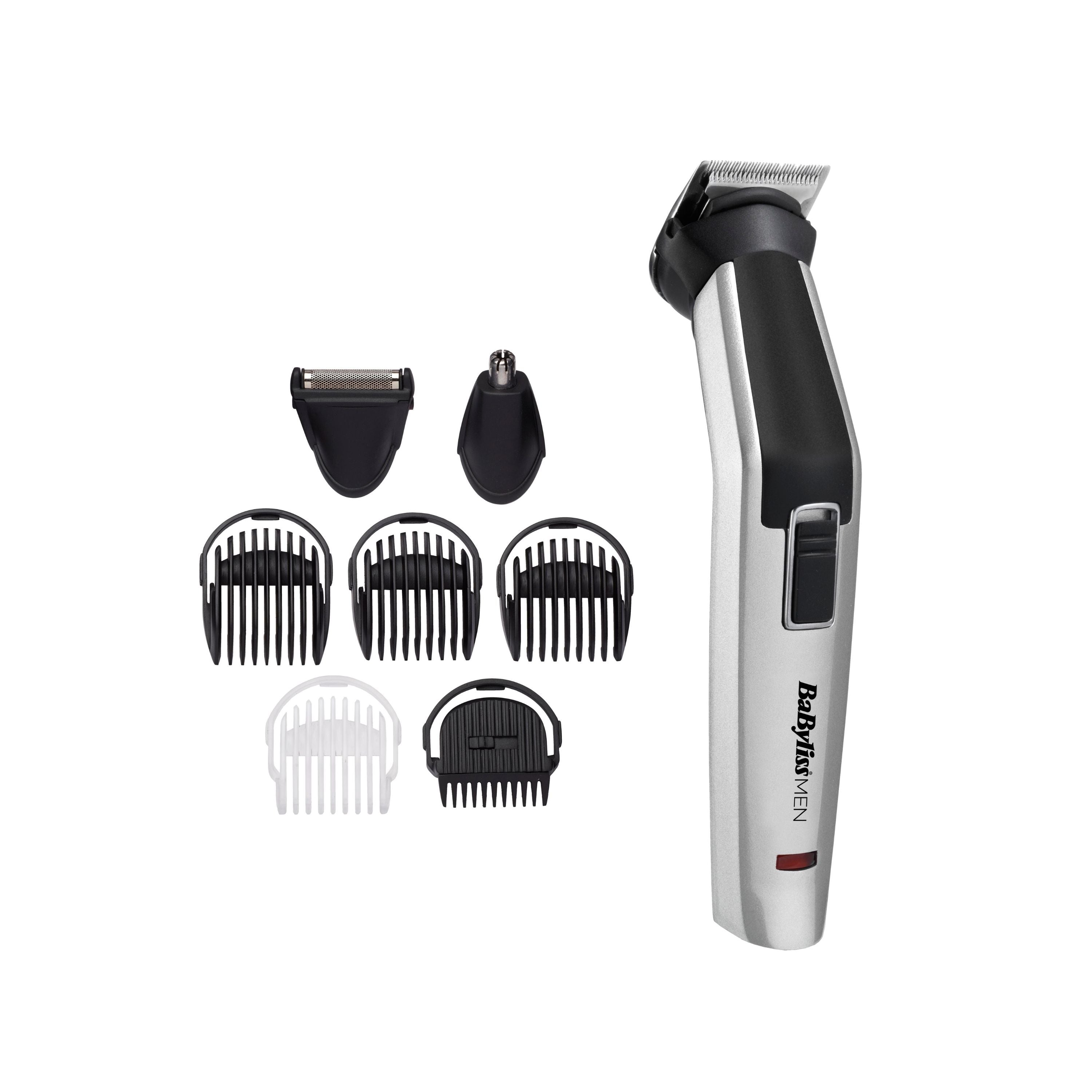 BaByliss tondeuse multi-usages 8-en-1 Titanium en gros plan, appareil complet avec lames en titane — disponible en Suisse