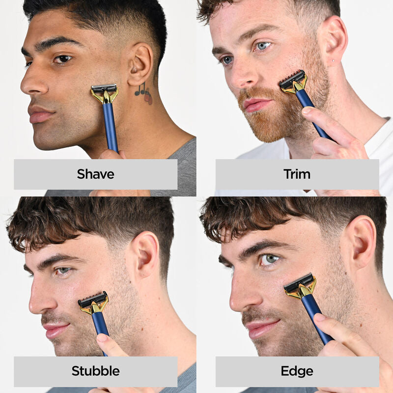 Barttrimmer und Rasierer X-Blade – Blau und Gold