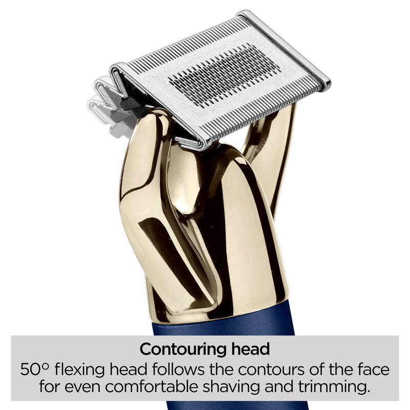 Barttrimmer und Rasierer X-Blade – Blau und Gold