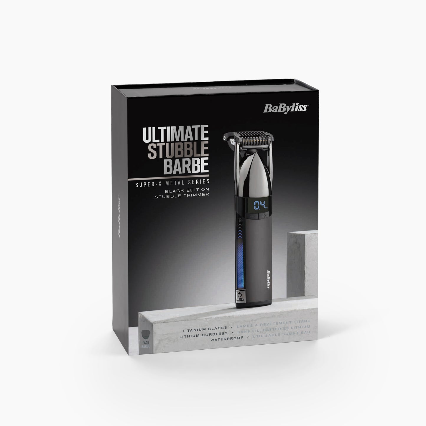 BaByliss Super-X Metal Black Edition tondeuse barbe en gros plan, design noir métallique et finition premium — disponible en Suisse